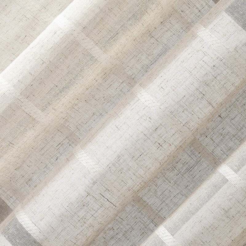 Clean Window Twill Stripe Anti-Dust Allergy/Pet Friendly Anti-Dust Sheer Curtain Panel, 52" x 95, White/Linen - Image 4